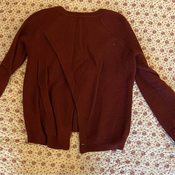 Madewell Open-back Maroon Sweater - Picture 2 of 4